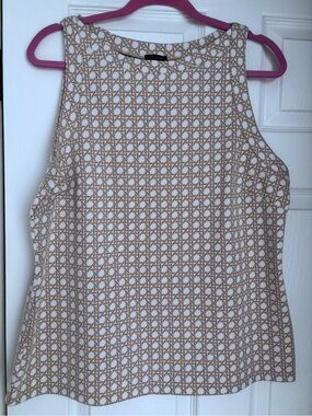 Ann Taylor Beige Geometric Sleeveless Tank